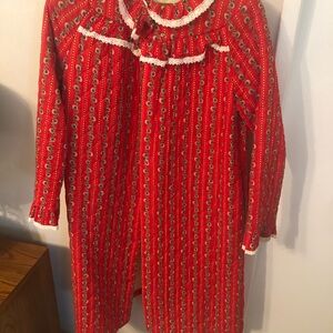 Vintage/Retro Red Women's Robe with Lace Detail